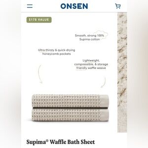 Onsen Supima® Waffle Bath Sheet (Set of 2) in Oatmeal